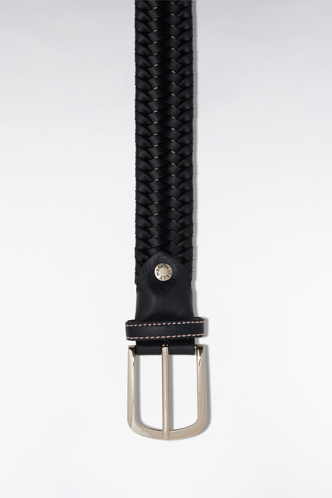 Navy braided leather belt - Image 2