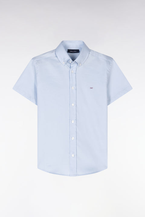 Chemise à manches courtes en coton bleu ciel coupe droite - Image 1