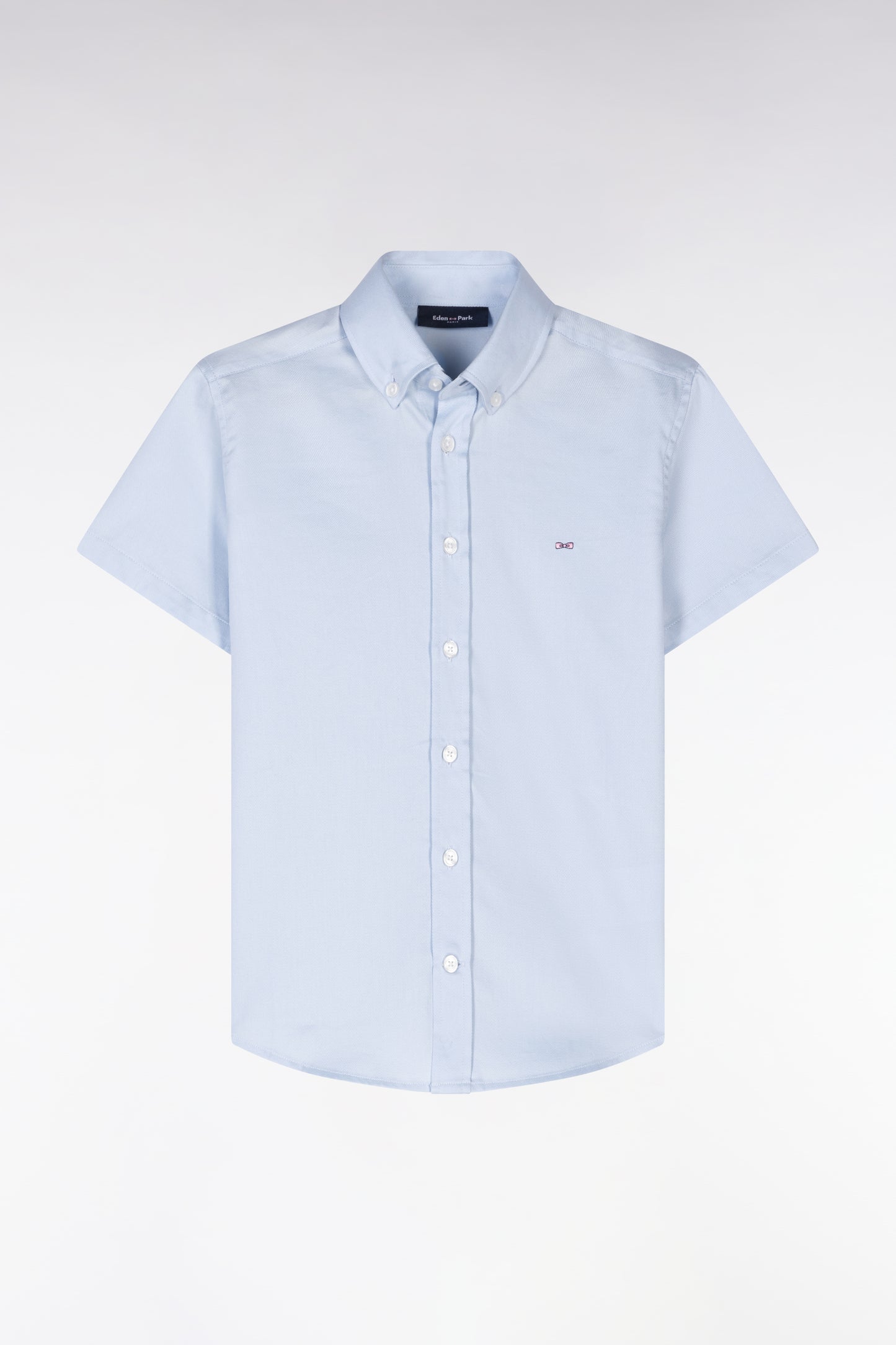 Chemise à manches courtes en coton bleu ciel coupe droite