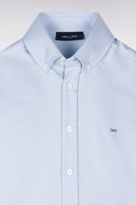 Chemise à manches courtes en coton bleu ciel coupe droite - Image 2