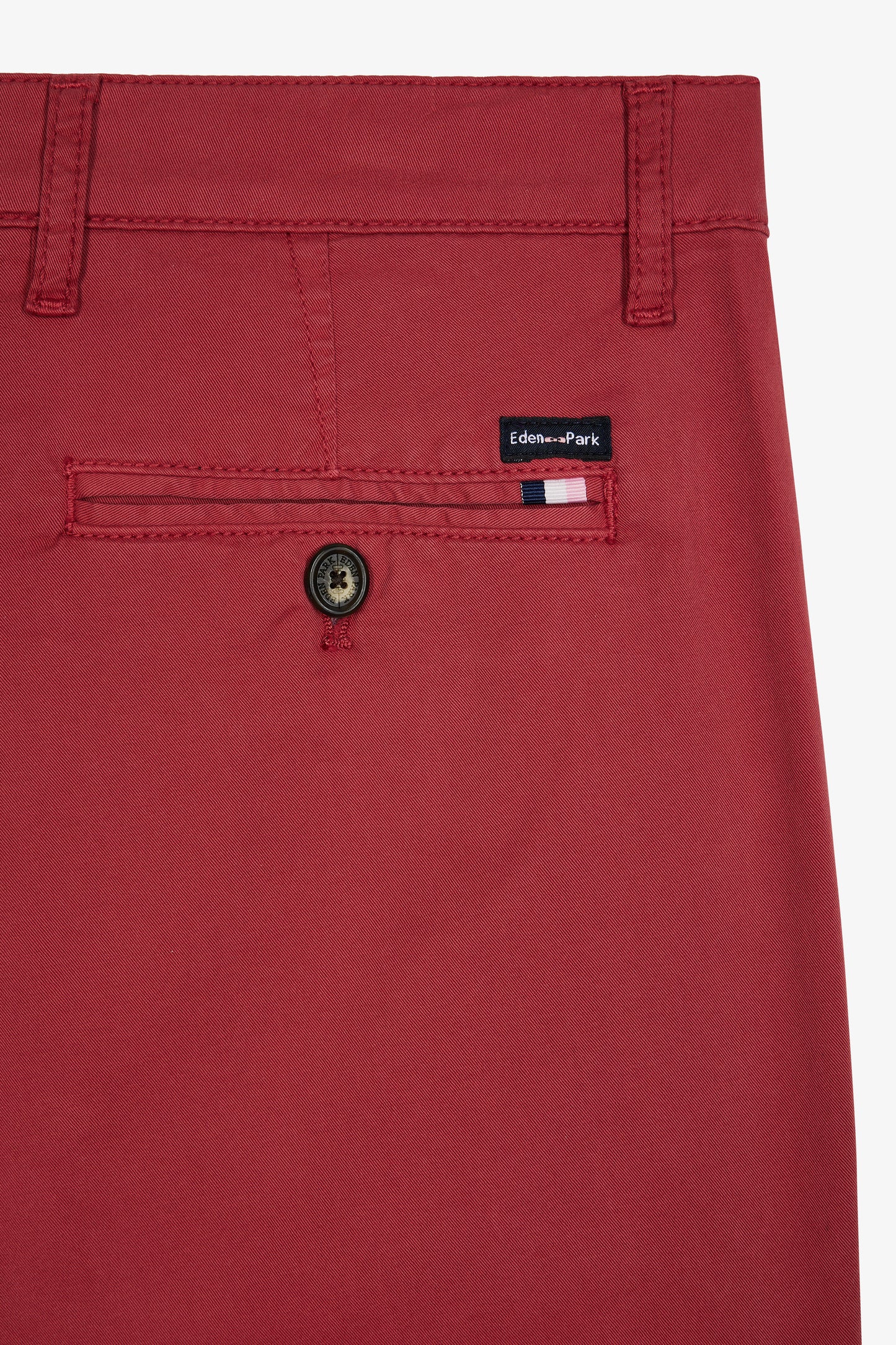 Red straight-cut stretch cotton chino Bermuda shorts