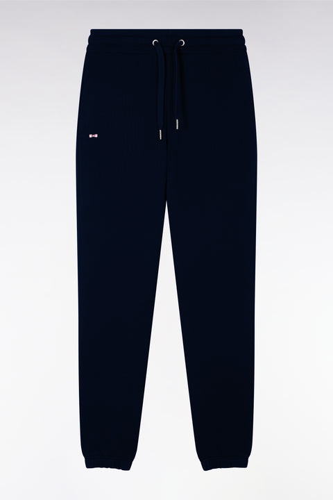 Navy straight-cut cotton fleece jogging - Image 1