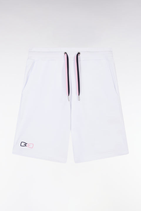 Relaxed-fit white cotton fleece jogger shorts - Image 2