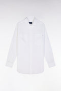 Chemise à poches plaquées en lin blanc coupe oversized