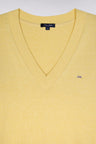 Relaxed-fit ecru cotton V-neck jumper