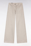 Pantalon en lin et coton stretch beige coupe décontractée