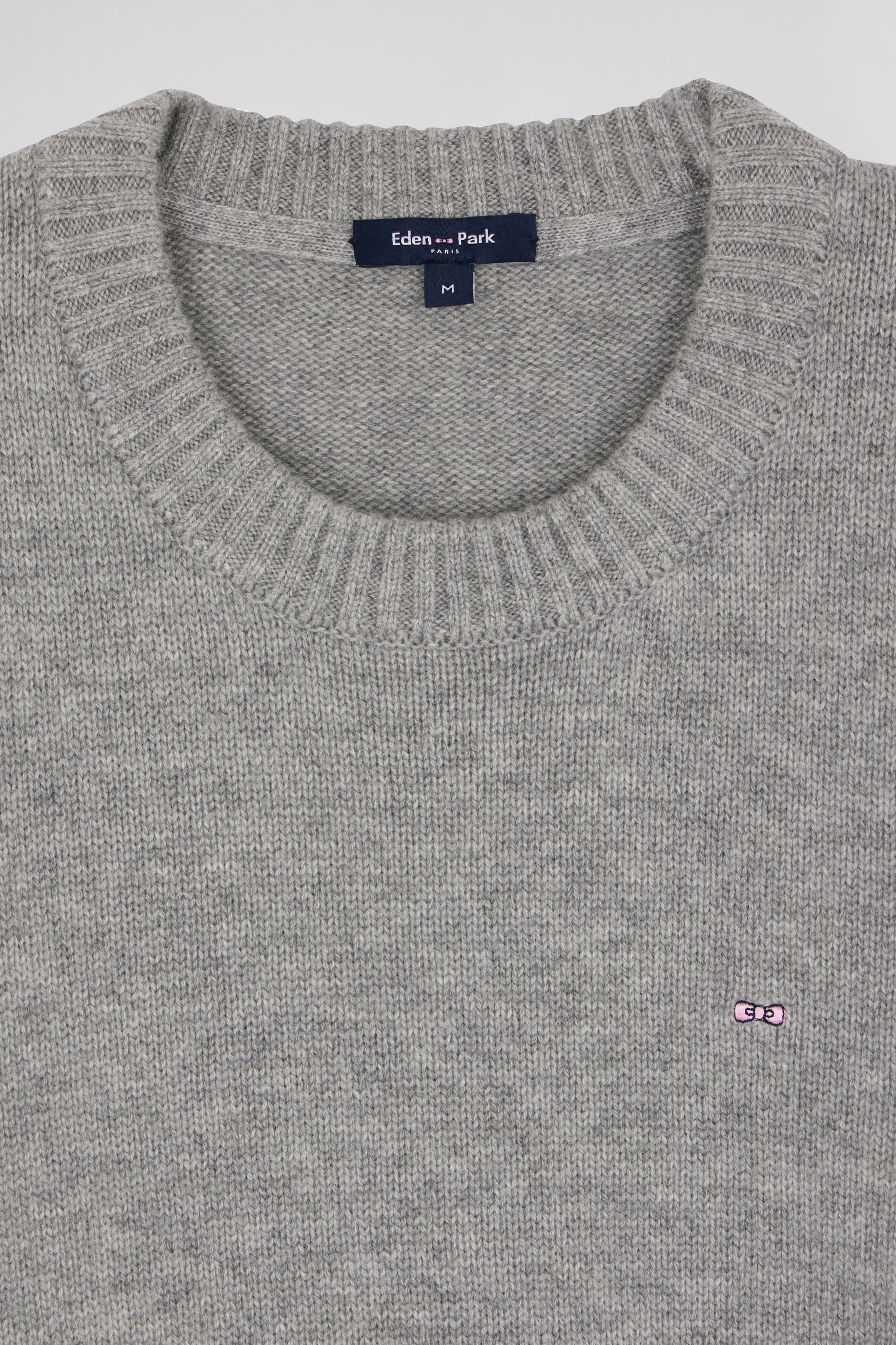 Regular grey round-neck wool and cashmere jumper