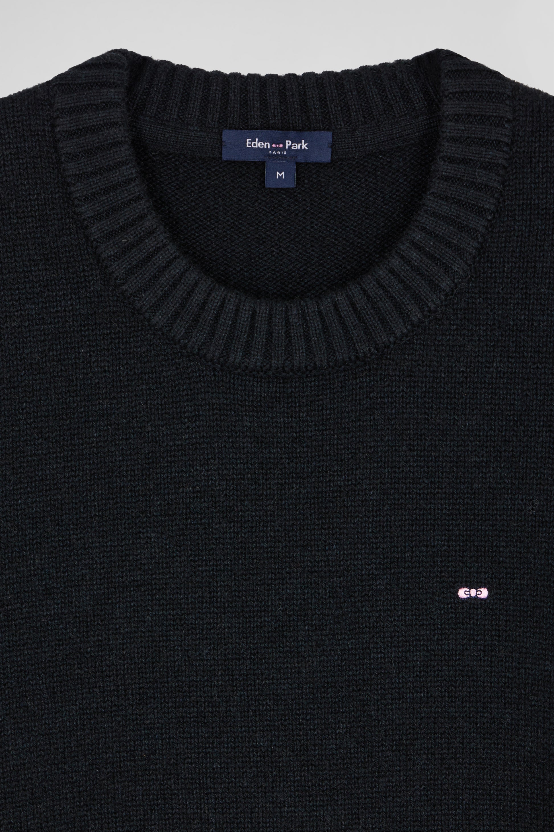 Regular sky black round-neck wool and cashmere jumper