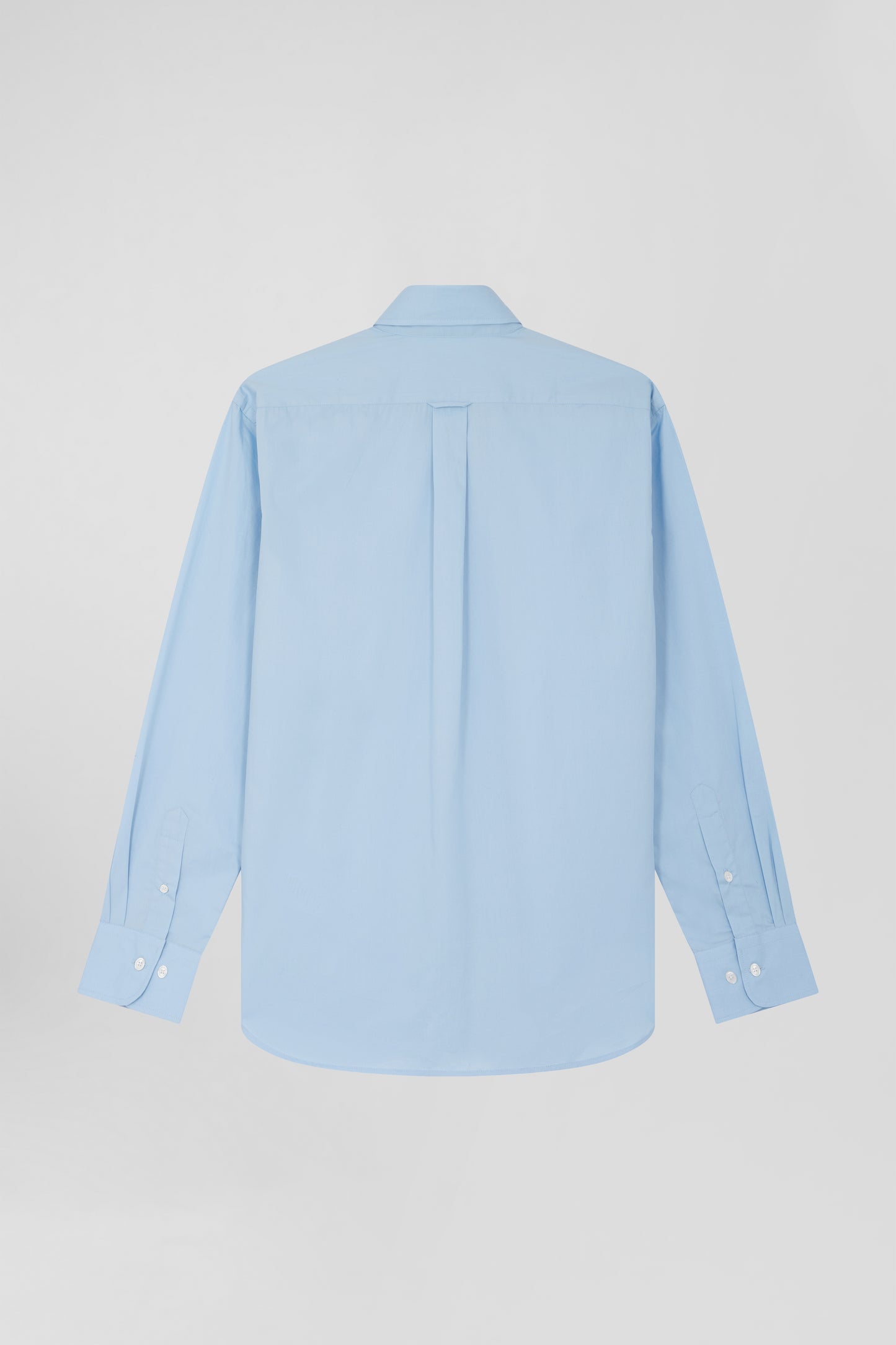 Regular plain sky blue cotton poplin shirt