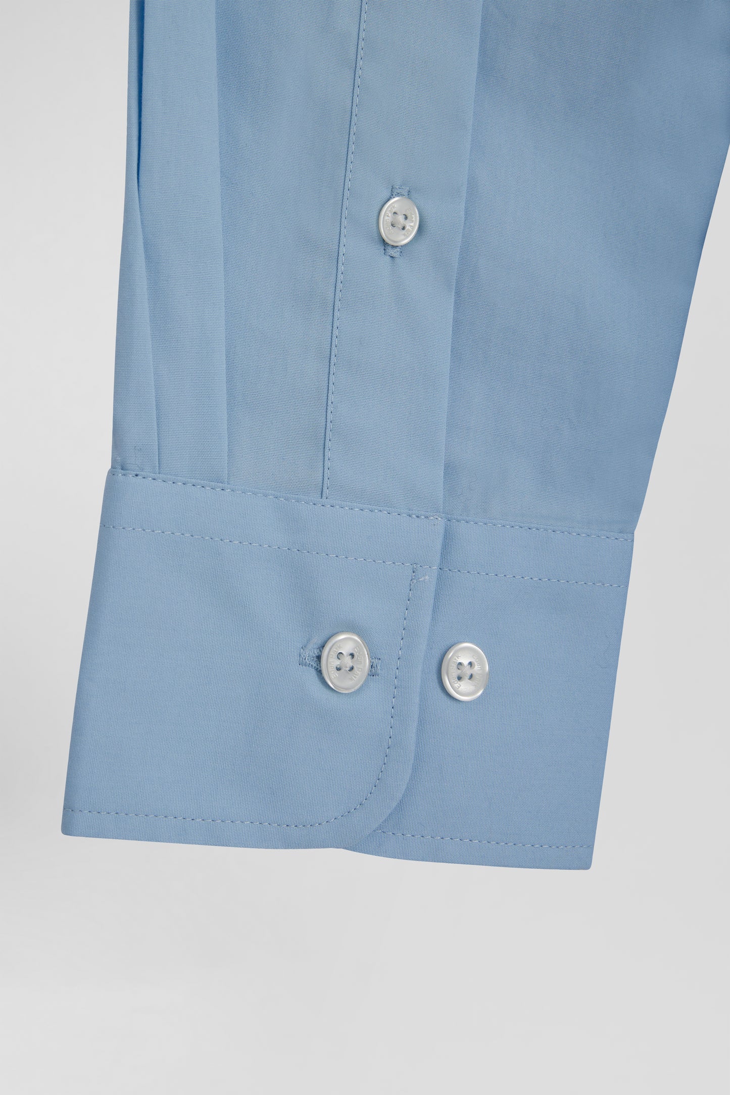 Regular plain sky blue cotton poplin shirt