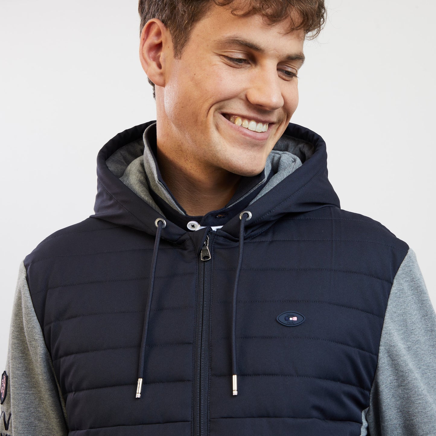 Dark blue bimaterial colourblock XV de France sweatshirt