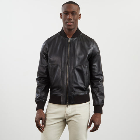 Black zipped leather jacket - Image 3