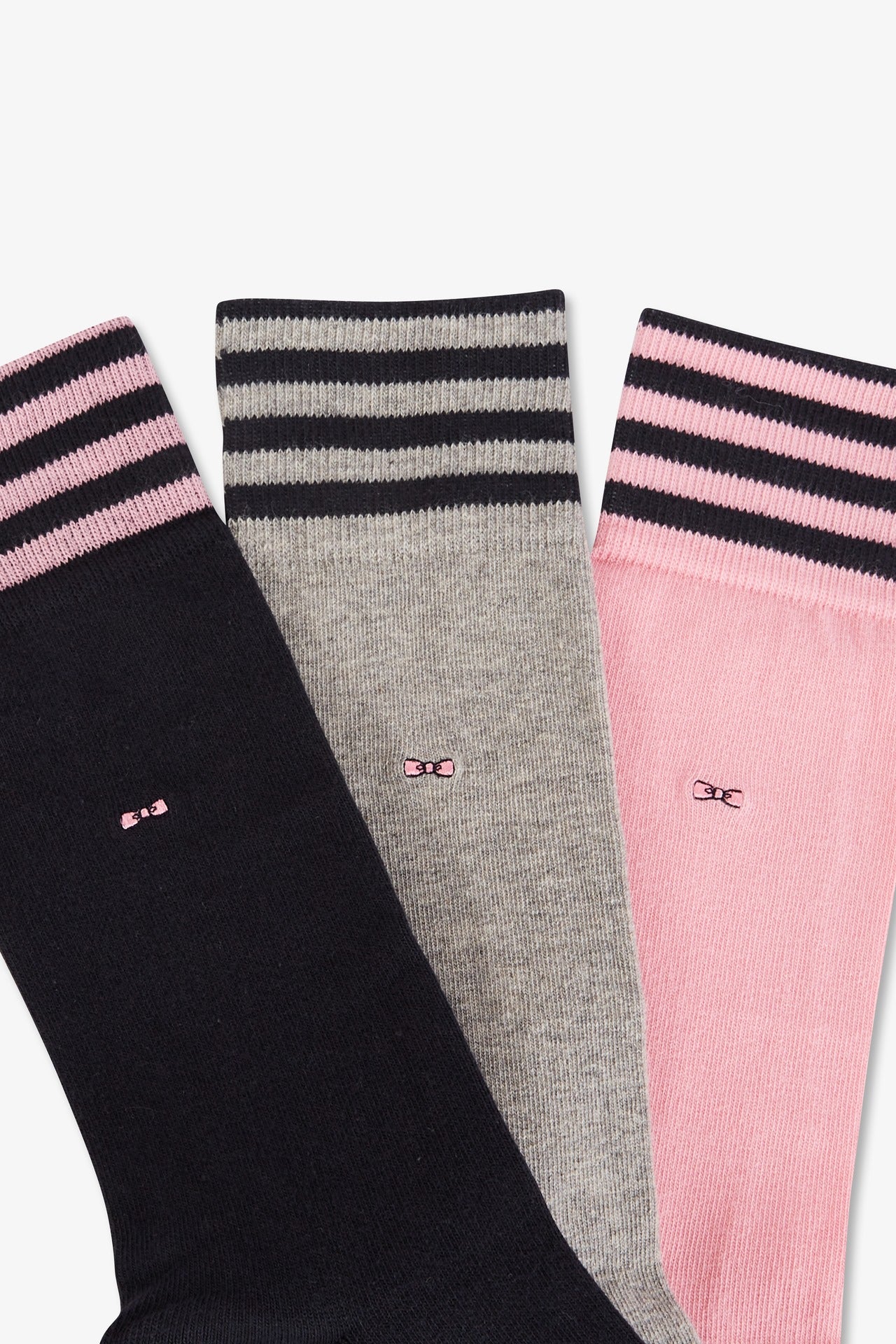 Lot de 2 paires de chaussettes basses à détails tricolores en coton stretch - Image 2