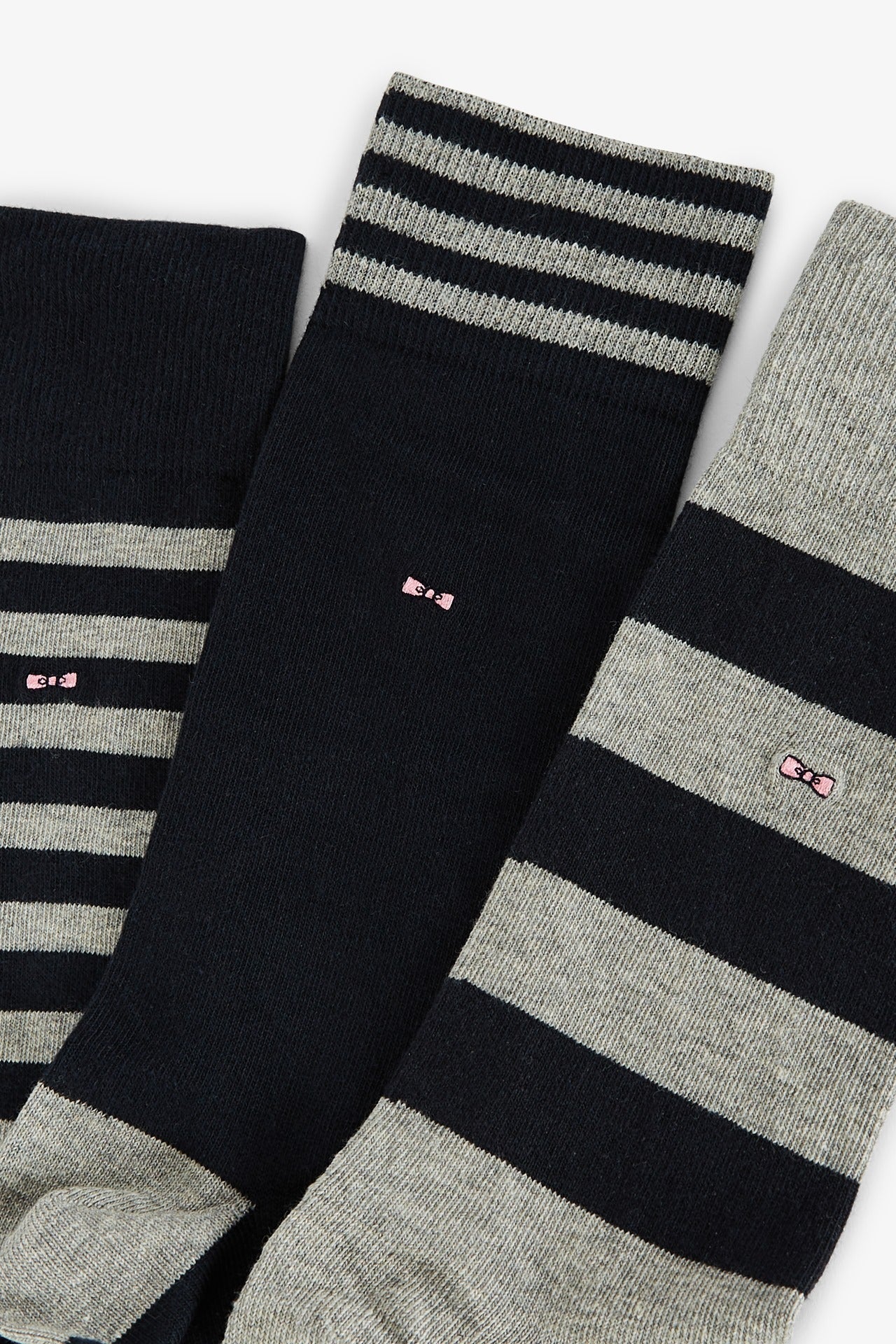Lot de 3 paires de chaussettes cerclées marine en coton stretch - Image 3