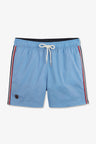 Short de bain uni détail bandes tricolores