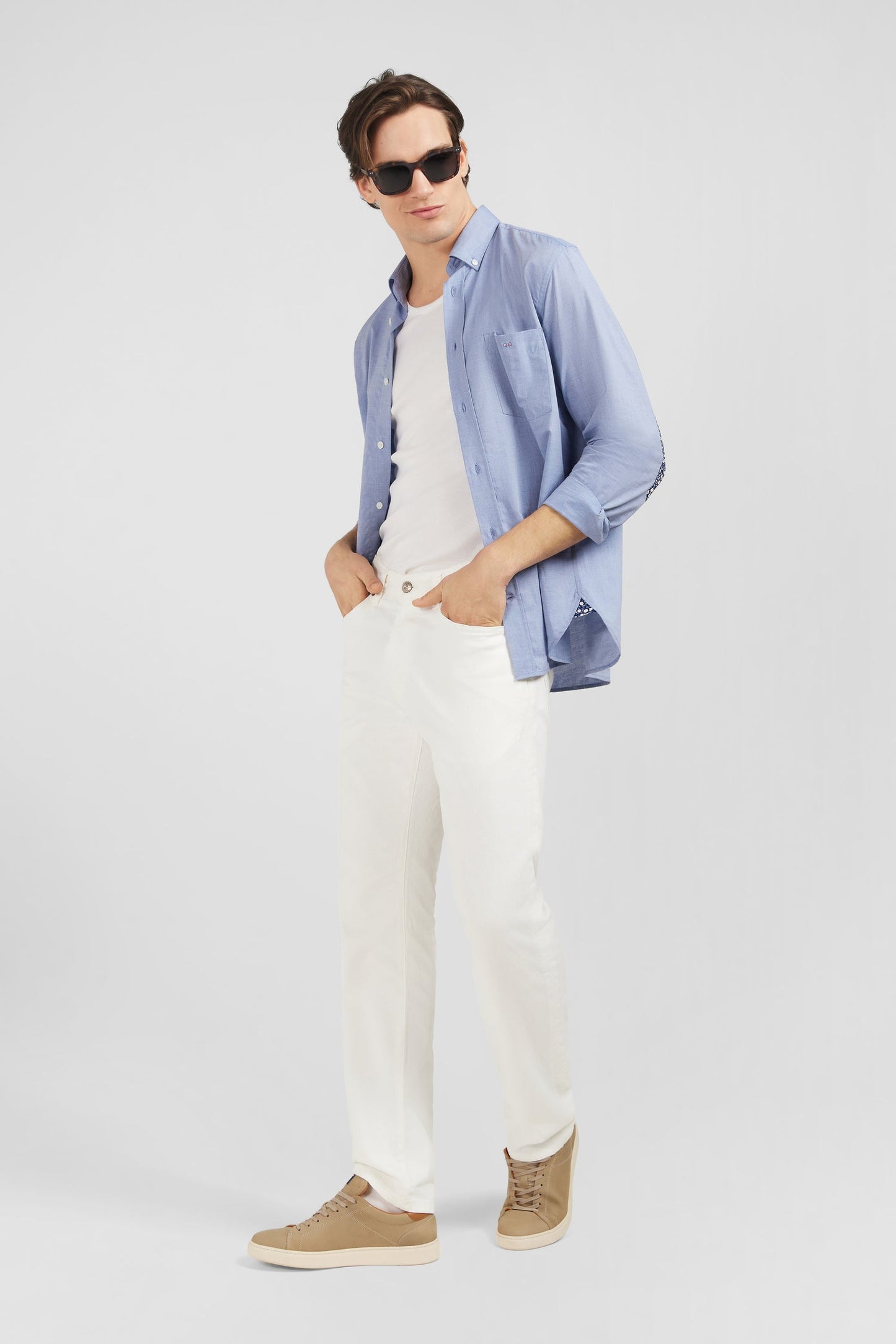 Jean blanc en coton denim stretch coupe regular - Image 3