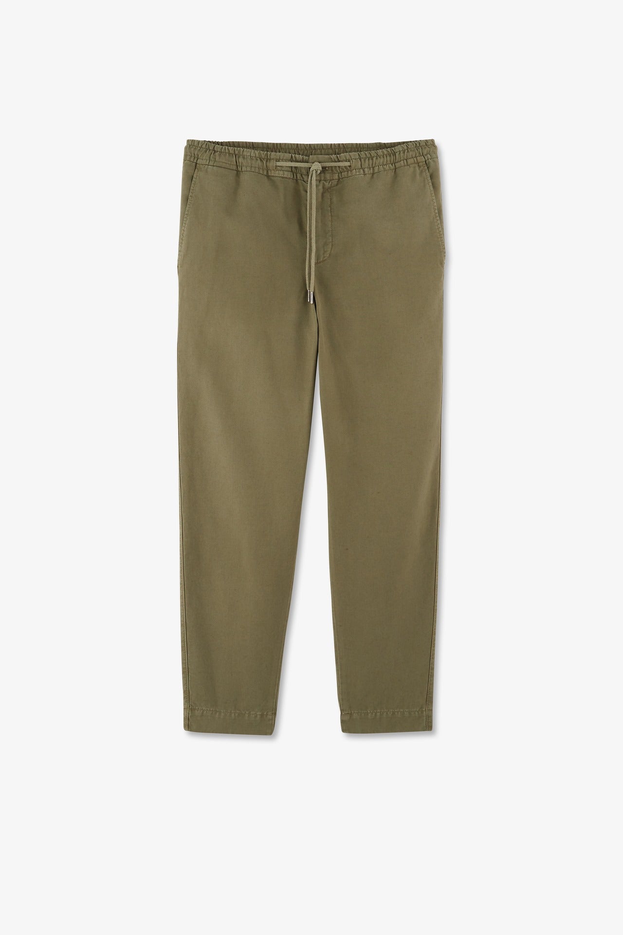 Pantalon à taille élastiquée en lyocell mélangé kaki - Image 2
