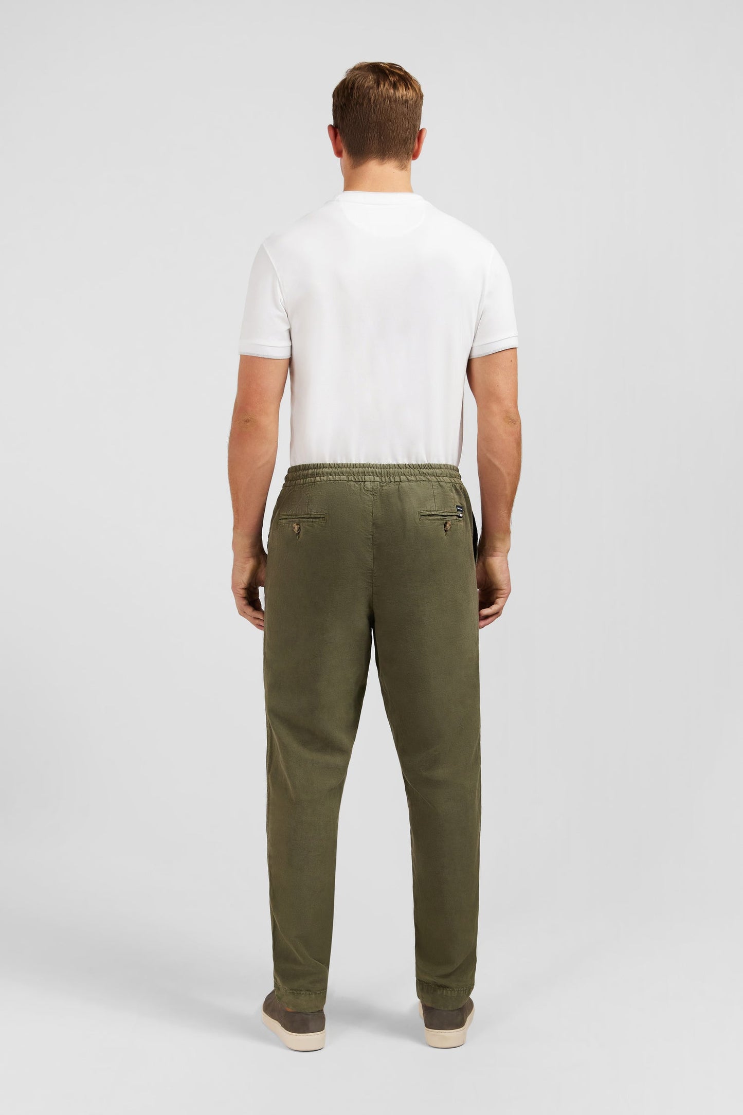 Pantalon à taille élastiquée en lyocell mélangé kaki - Image 5