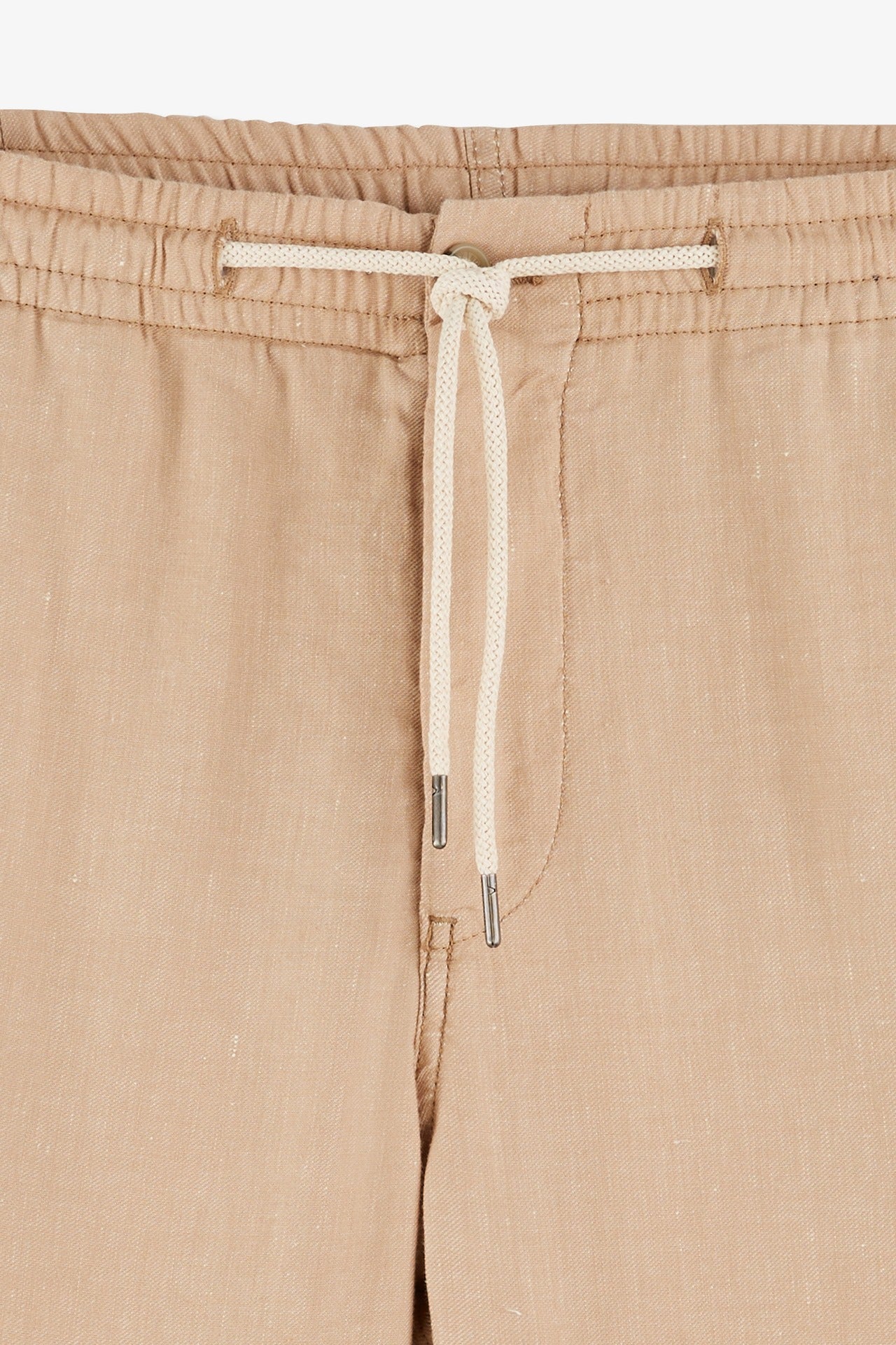 Pantalon à taille élastiquée en lin mélangé coupe Slim camel - Image 2