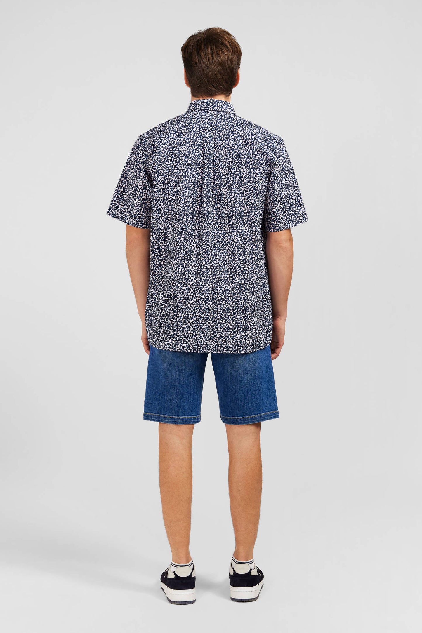 Navy blue shirt with exclusive floral print