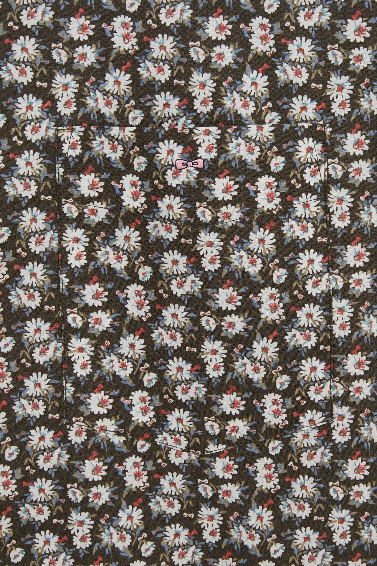 Chemisette kaki imprimée fleurs