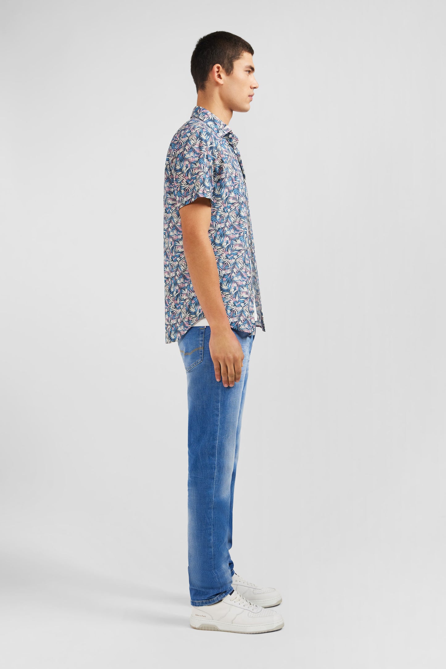 Chemisette bleue imprimé exclusif fleuri