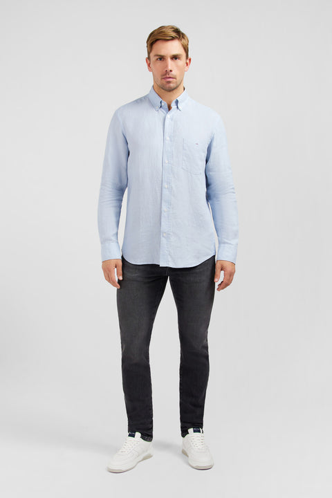 Plain light blue shirt in linen - Image 1