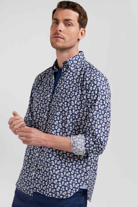 Chemise bleu marine imprimée exclusif fleurs - Image 3