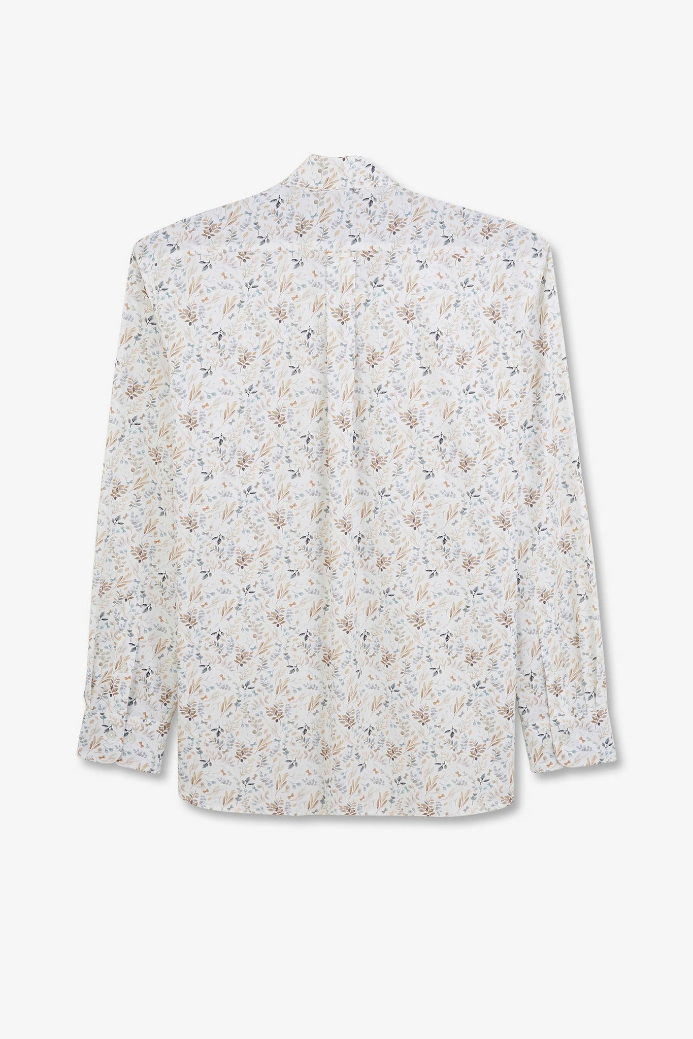 Ecru poplin shirt with foliage print