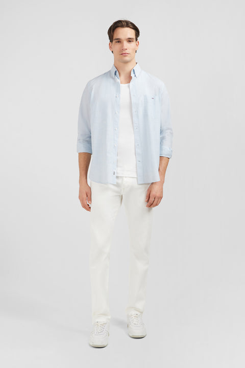 Chemise bleu clair en coton dobby - Image 1