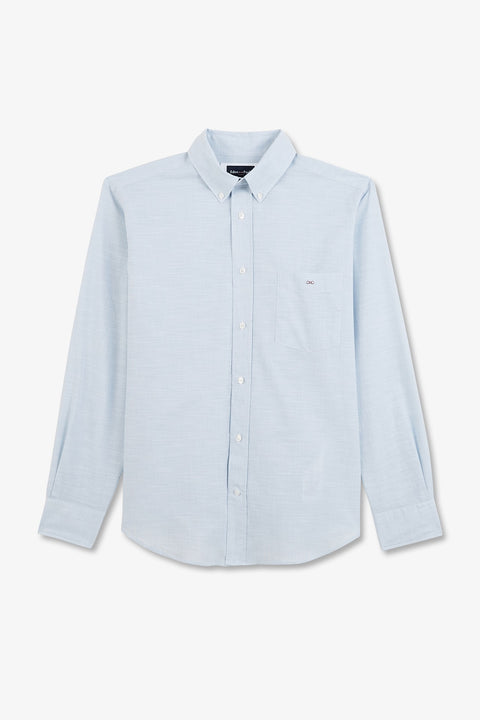 Chemise bleu clair en coton dobby - Image 2