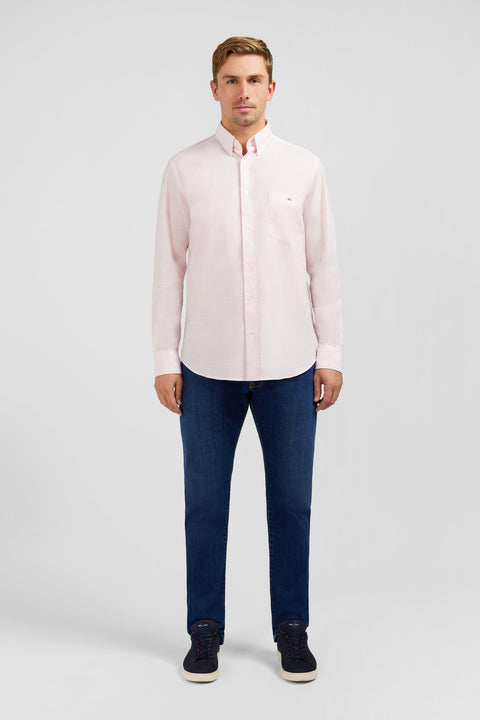 Chemise rose en coton dobby - Image 1