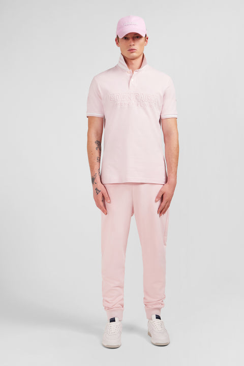 Plain pink short-sleeved polo shirt - Image 1