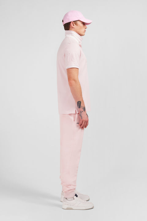 Plain pink short-sleeved polo shirt - Image 3