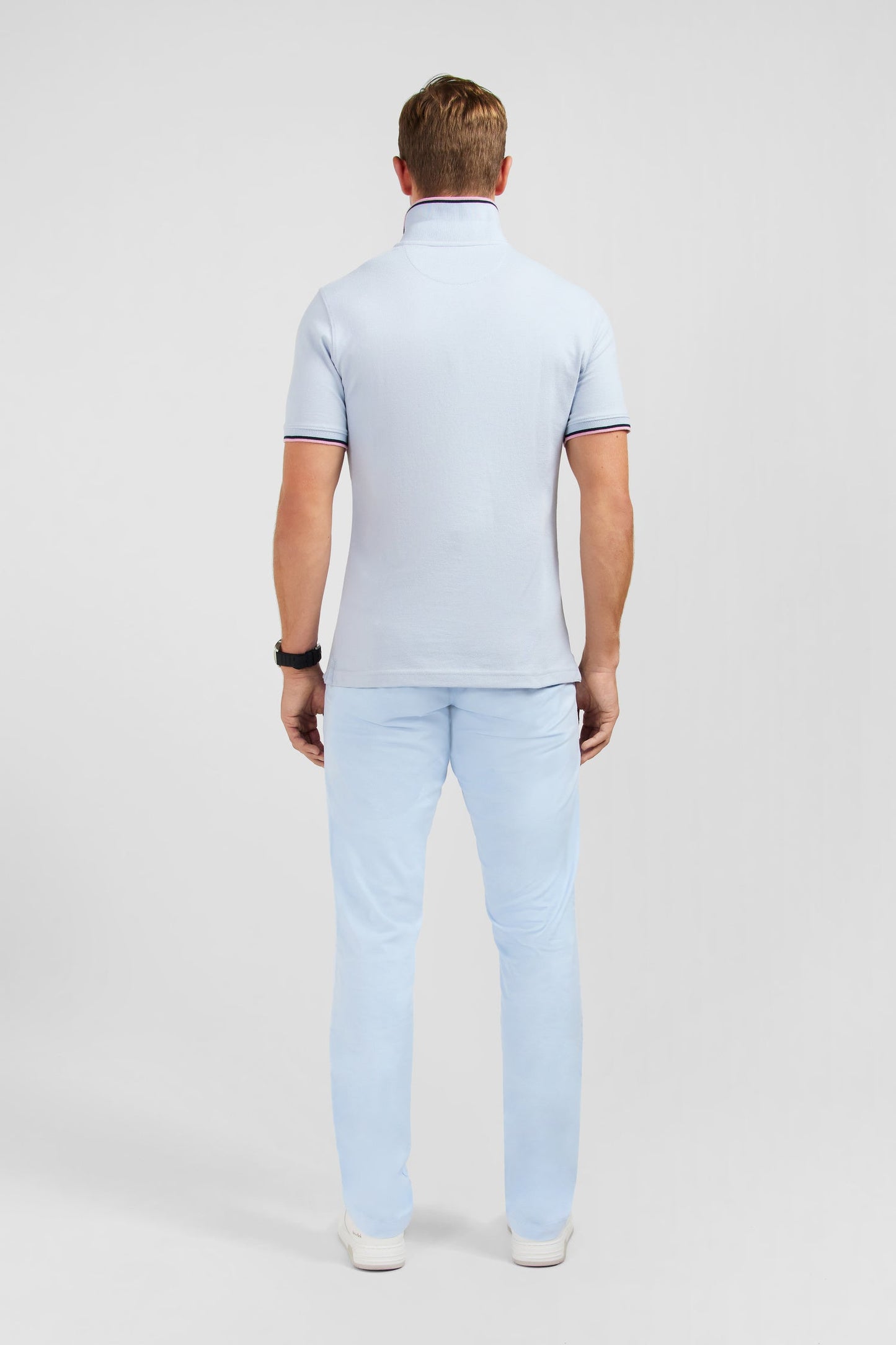 Polo bleu clair en coton Pima - Image 5