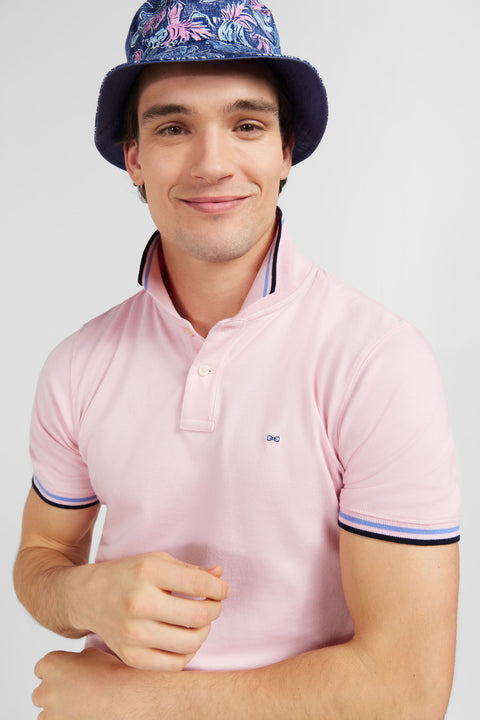 Pink polo shirt in Pima cotton - Image 3