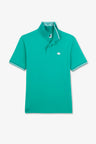 Green short-sleeved polo shirt