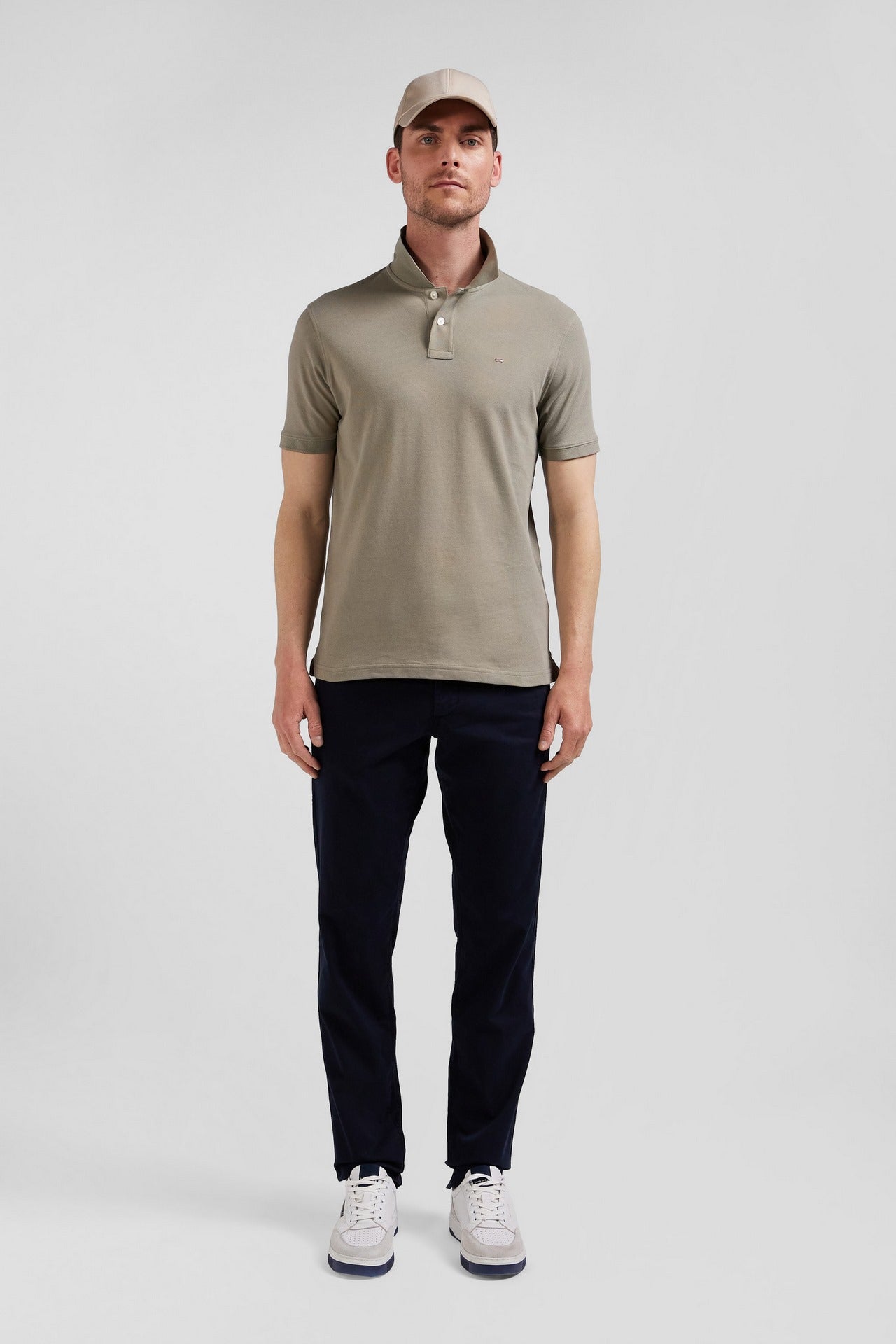 Polo beige uni à manches courtes