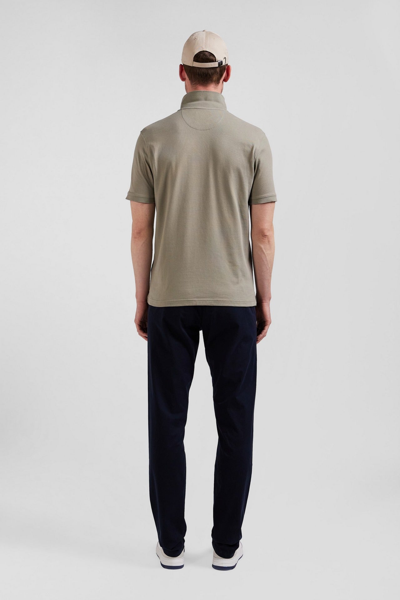 Polo beige uni à manches courtes