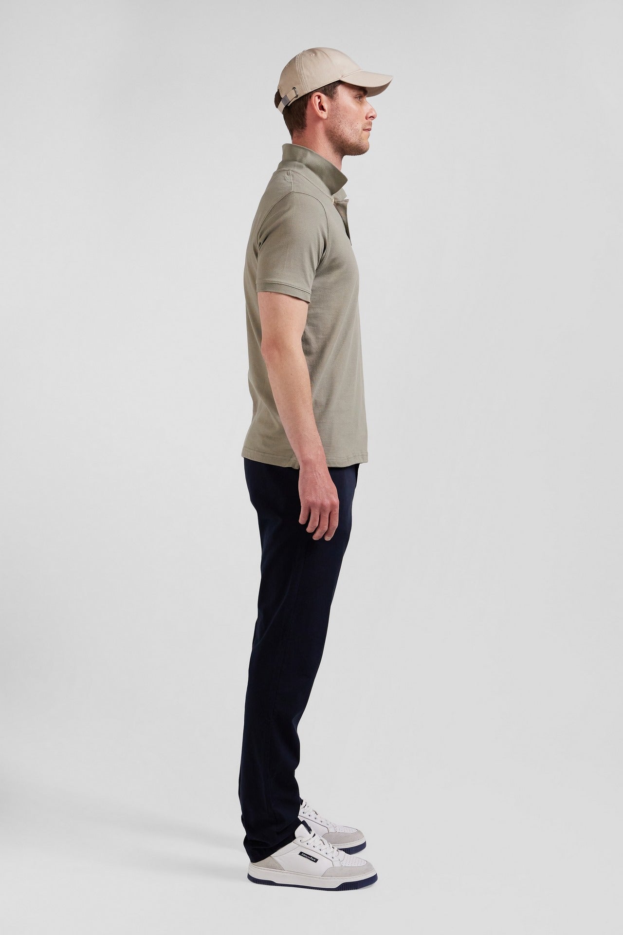 Polo beige uni à manches courtes