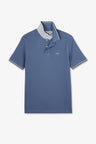 Plain light blue short-sleeved polo shirt