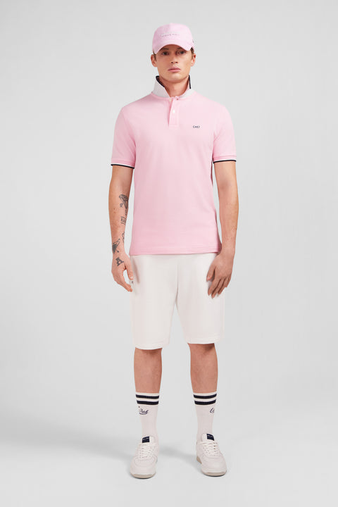 Plain pink short-sleeved polo shirt - Image 1