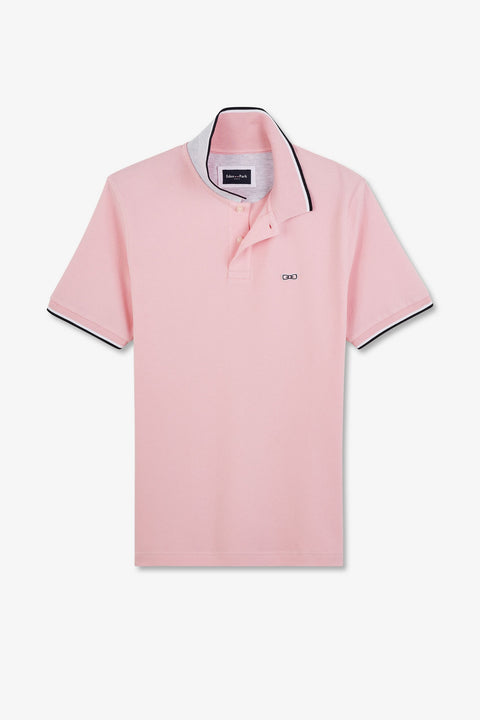 Plain pink short-sleeved polo shirt - Image 2