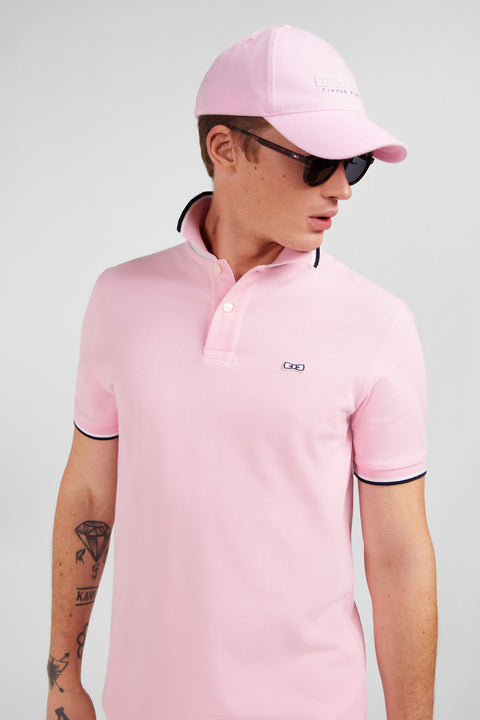 Plain pink short-sleeved polo shirt - Image 3
