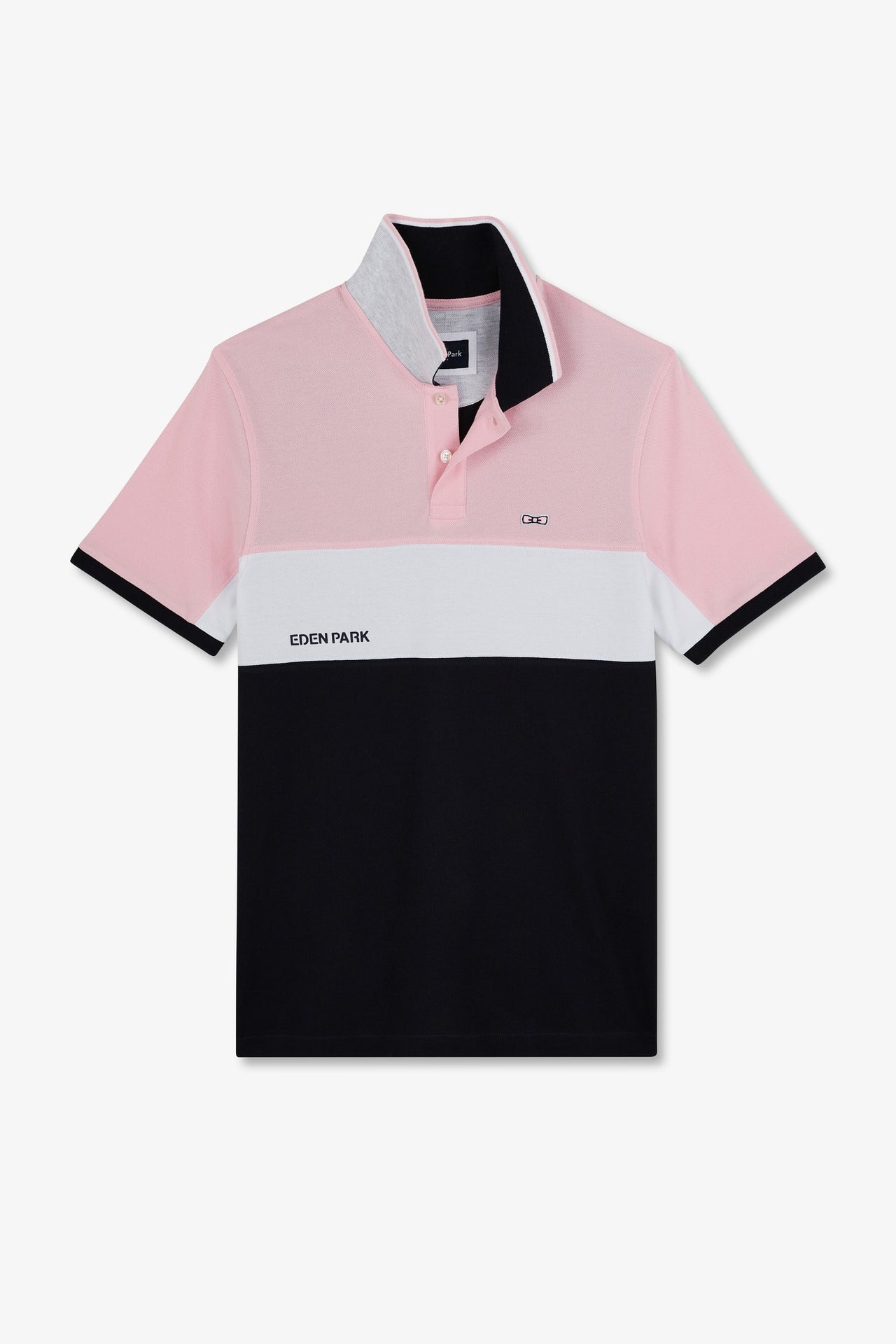 Polo colorblock rose à manches courtes