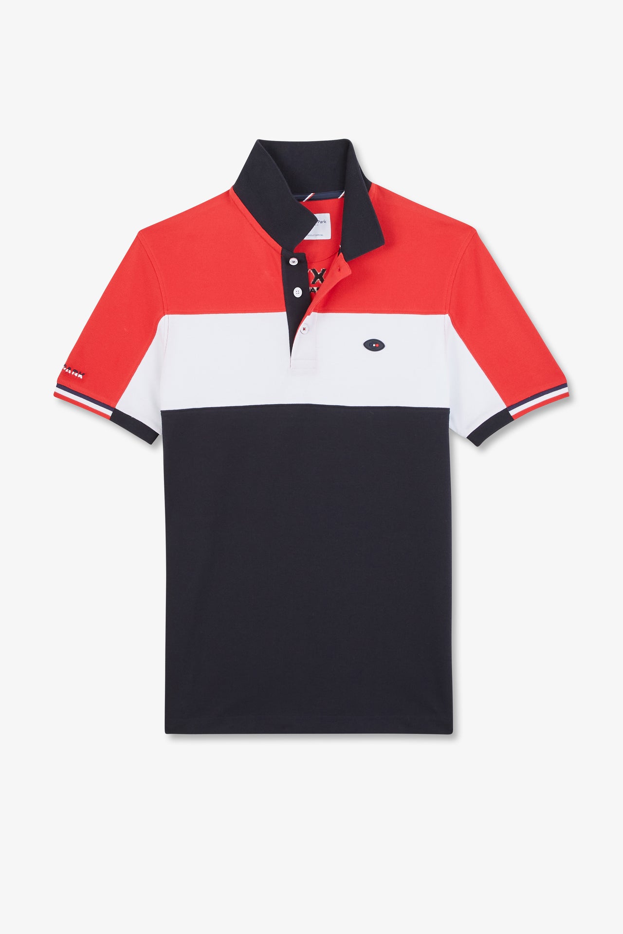 Polo colorblock rouge en coton piqué à broderie XV de France