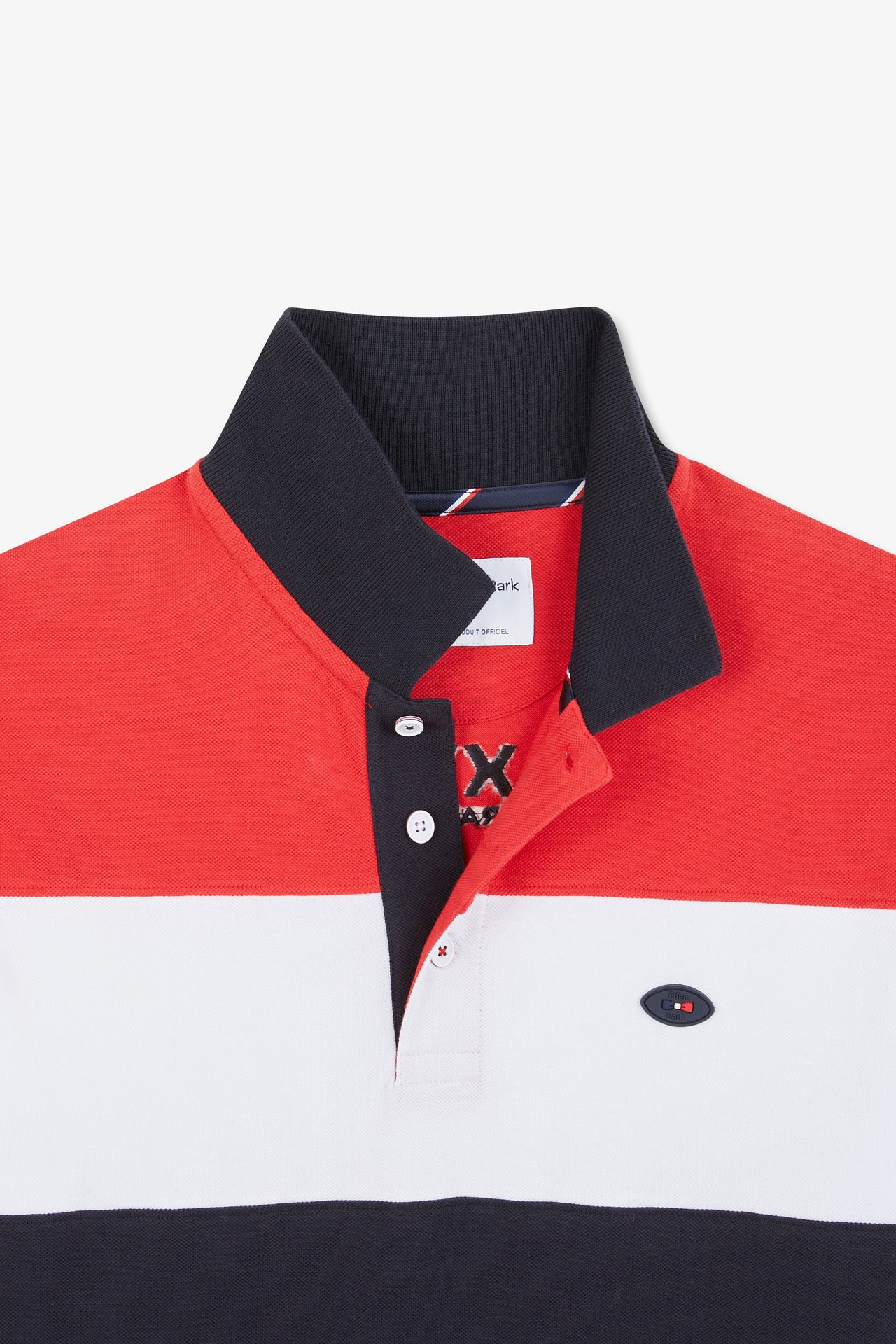 Polo colorblock rouge en coton piqué à broderie XV de France