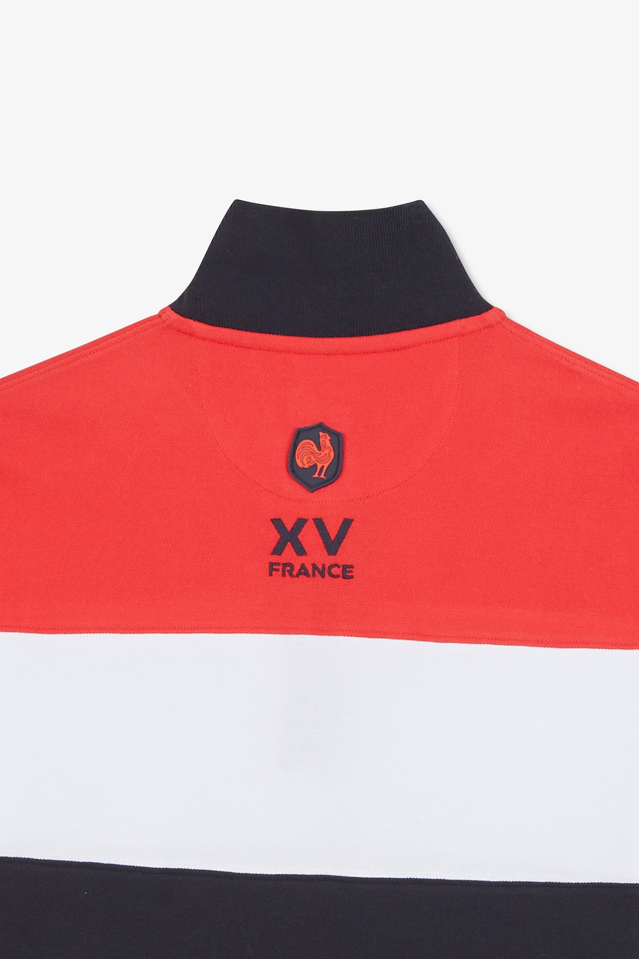 Polo colorblock rouge en coton piqué à broderie XV de France