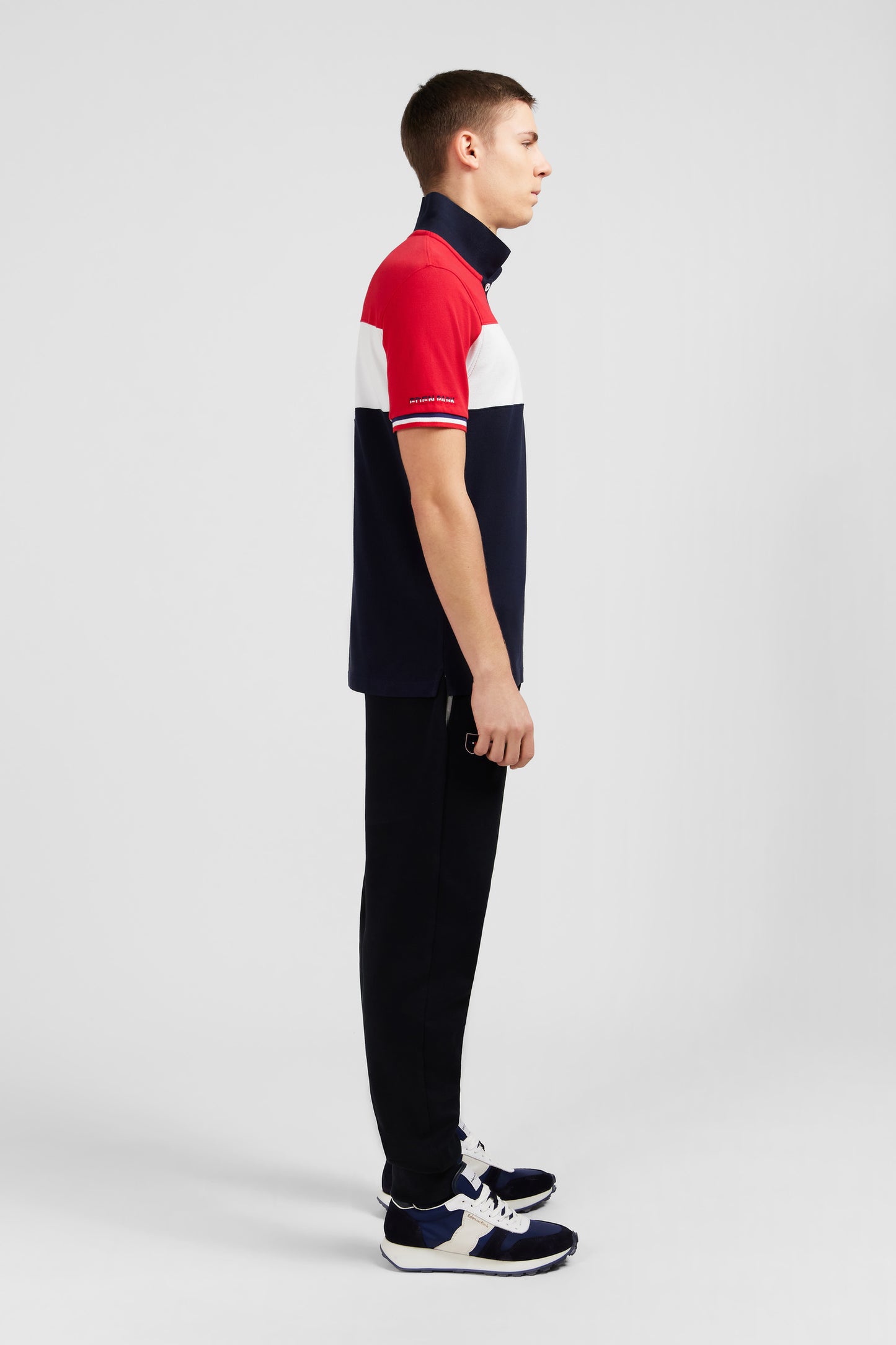 Polo colorblock rouge en coton piqué à broderie XV de France