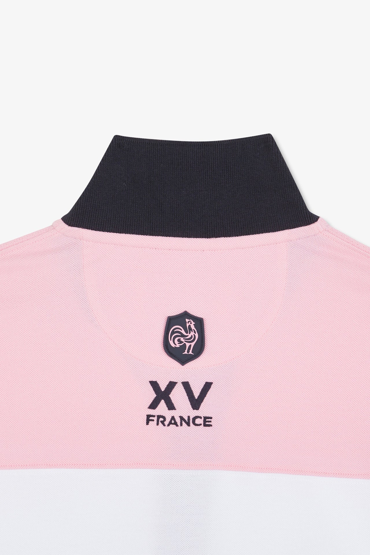 Polo colorblock rose en coton piqué à broderie XV de France
